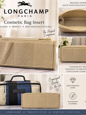 Longchamp Beige Cosmetic Bag Insert Organizer